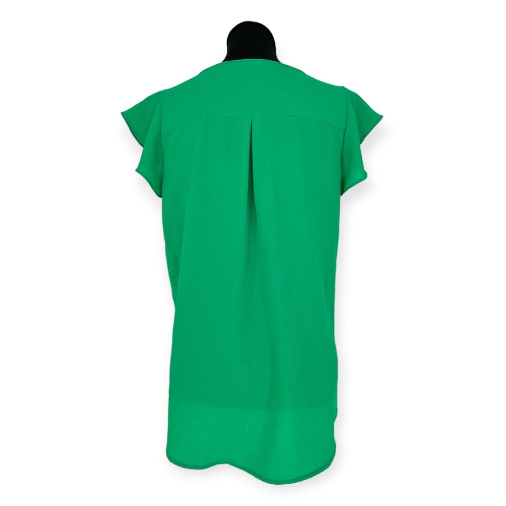 Adrianna Papell | Small | Kelly Green V-Neck Cap Sleeve Split Hem Blouse Tunic - Picture 5 of 6